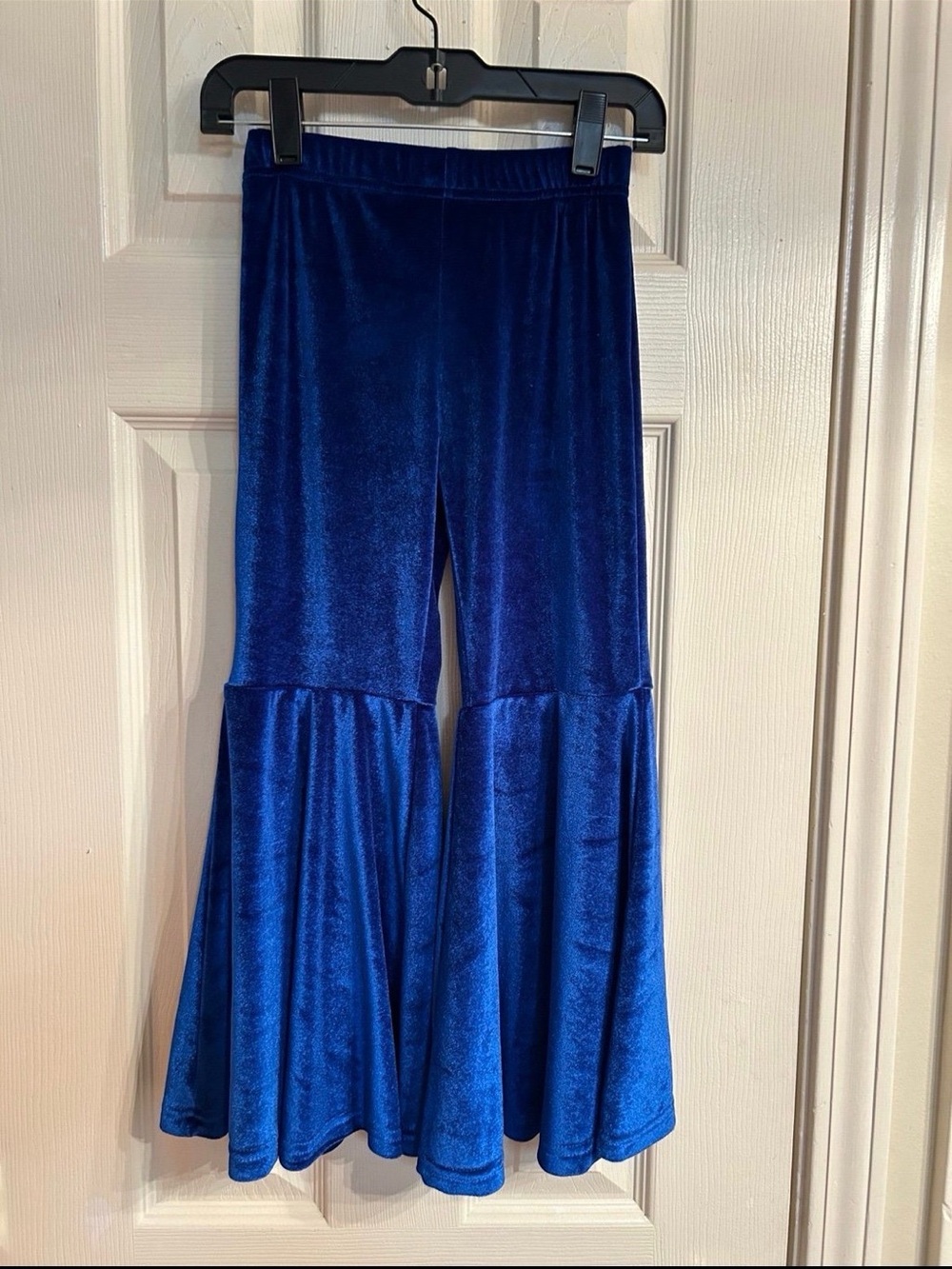 Girls Blue Velour Bellbottoms Size 7